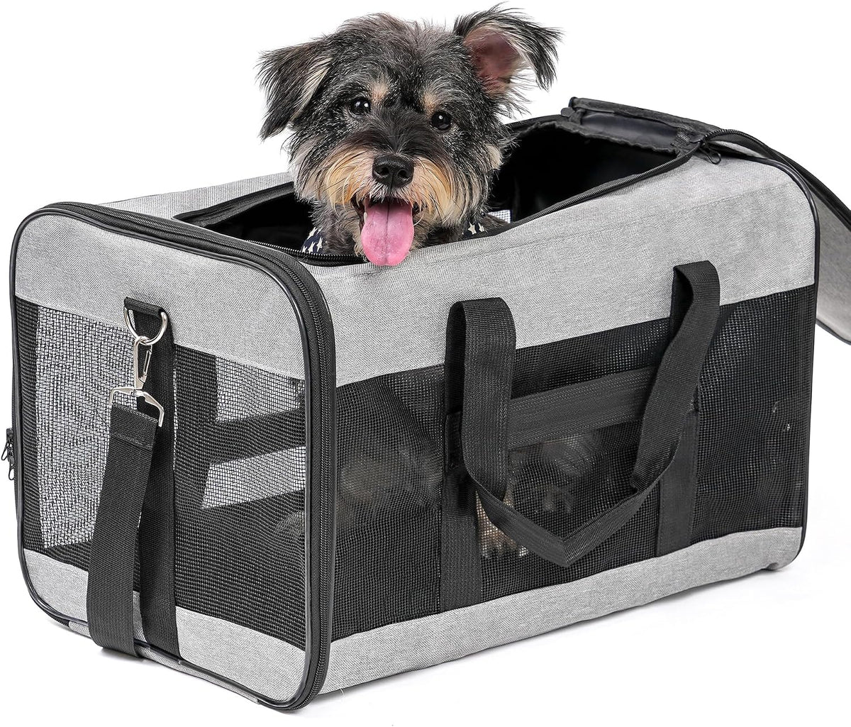 Conlun Cat Carrier Soft-Sided Pets Travel Carriers up to 15 Lbs - Grey / 19.6"L x 12.6"W x 2.5"H
