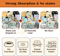 Pet Feeding Mat for Floors Cat Food Mat Waterproof Dog Food Mat - 20"L x 12"W / ColorfulCat - image 2