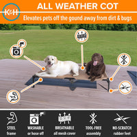 K&H Outdoor Elevated Dog Bed for Small & Medium Pets, Tan - Tan Mesh / X-Large 50"L x 32"W - image 2