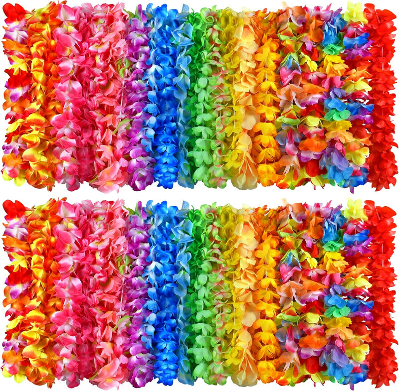 Seifar 120 colorful Hawaiian luau flower leis for a tropical party