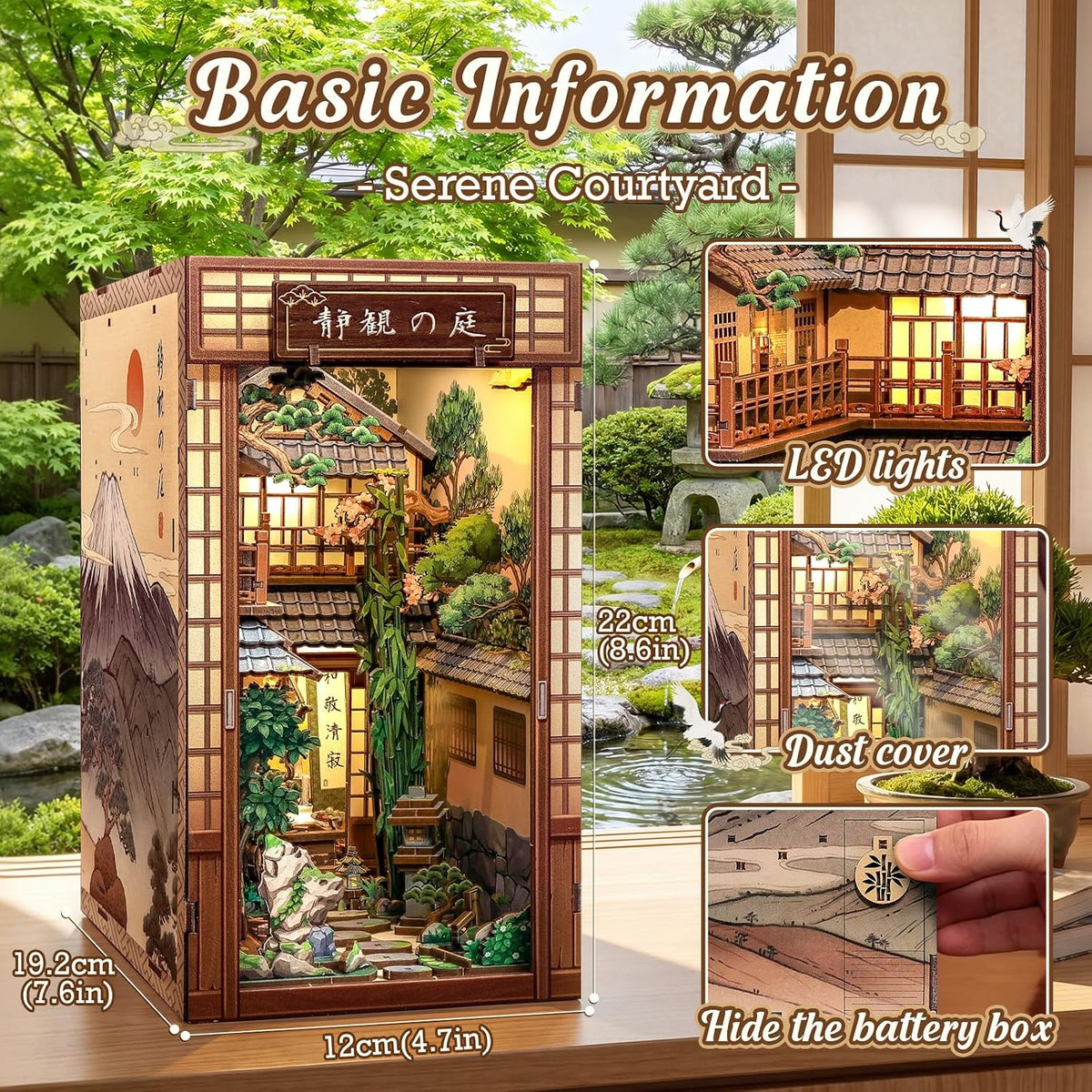 Cutefun Book Nook Kit for Adults - Serene Courtyard - image 2