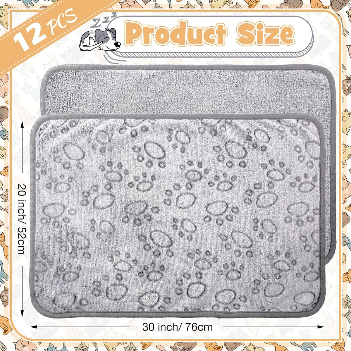 Tegeme 12 Pcs Puppy Blanket for Litter Dog Cat - Gray / 30 x 20 Inch - image 3