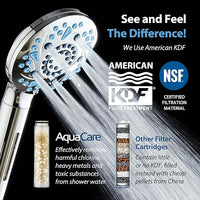 AquaCare High Pressure 10 Spray Mode Filtered Showerhead - Handheld Shower Head Filters Chlorine to Heal Dry Skin, Revive Hair - Dual Power Wash Cleans Tub, Tile, Pets - Hard Water Softener, Chrome