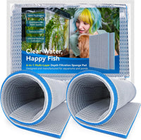 8-Layer Fast-Acting Aquarium Filter Pad - 23.62"x15.75"x0.6" (2 Pack)