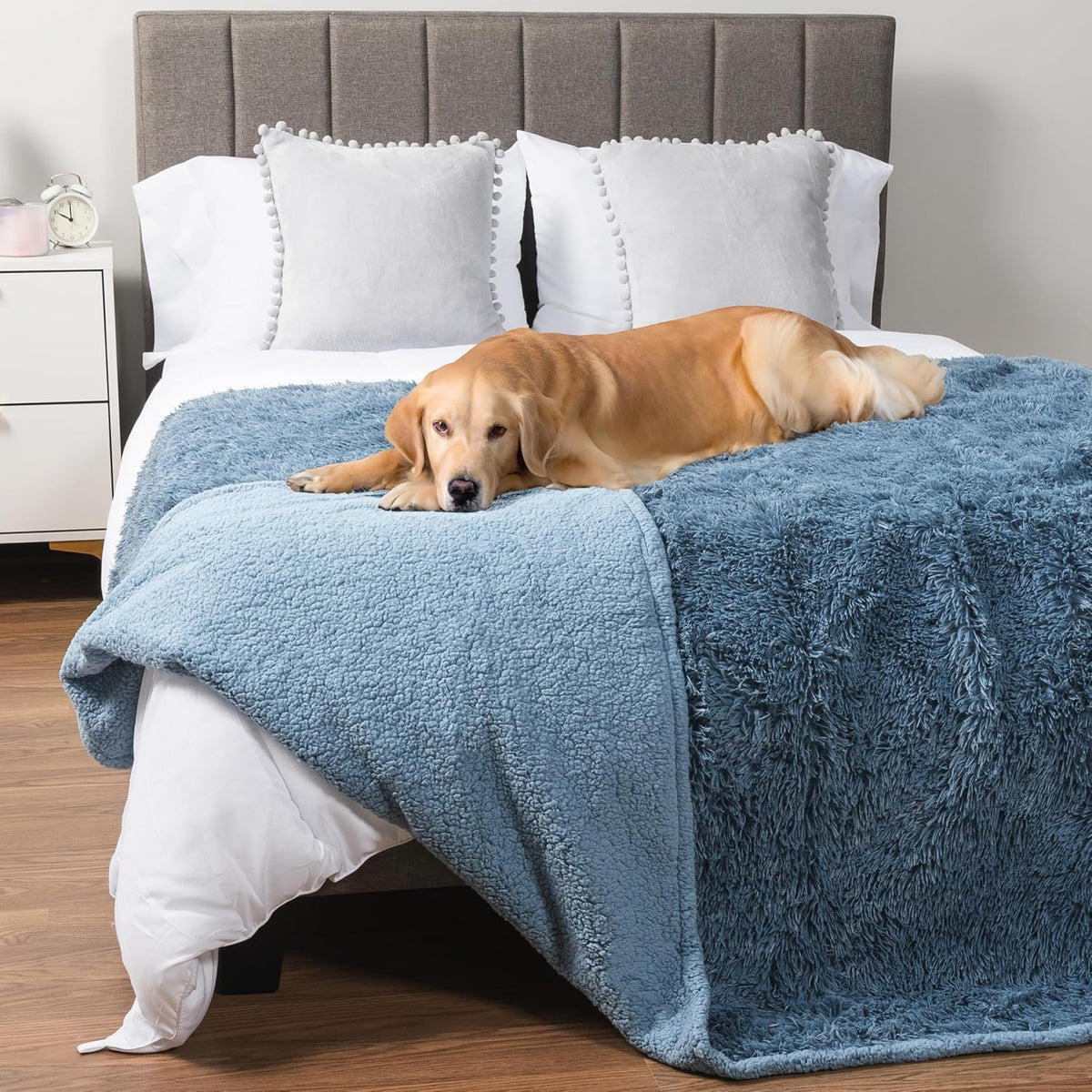PetAmi Waterproof Dog Blanket for Couch Protector Pet Throw - Dusty Blue / X-large (60x80)