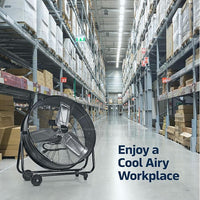 24 Inch High-Velocity Industrial Metal Drum Fan 8,800 CFM, 3-Speed Heavy Duty Floor Fan, 360-Degree Tilt for Commercial, Warehouse, Workshops, Garage, Factory, and Basement with Extreme Power