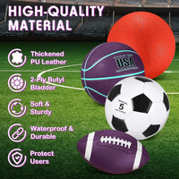 Lenwen sports balls set with basketball, soccer ball, football, playground ball, pump and bag - view 19