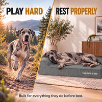 The Dog’s Bed Orthopedic Memory Foam Dog Bed with Headrest XL 6-Inch – Essentials for Dogs - Grey Linen / XXL (54"L x 36"W x 6"Th) - image 2