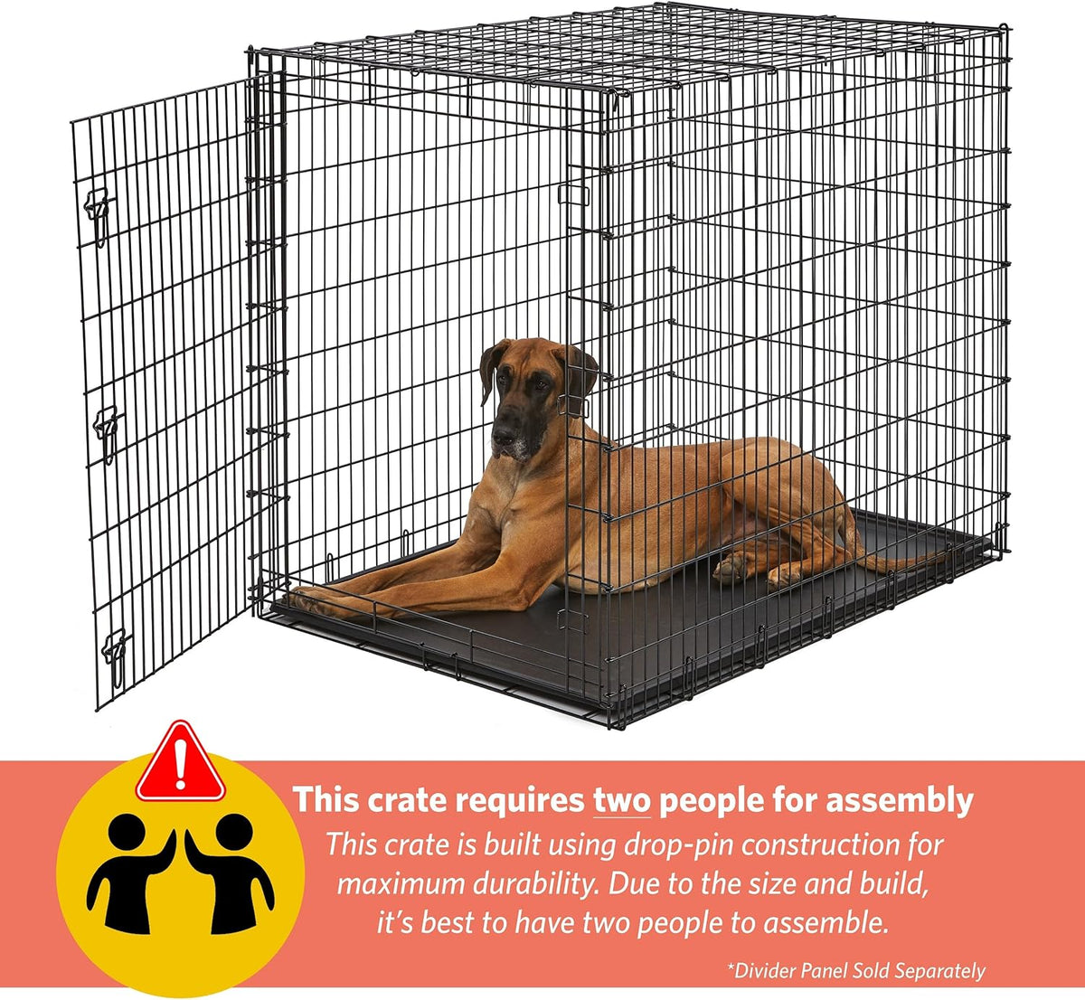 Solutions by Midwest 54-Inch Double Door Crate, Giant Breed Dogs - Black - Single Door / XXL (54"L) - image 4
