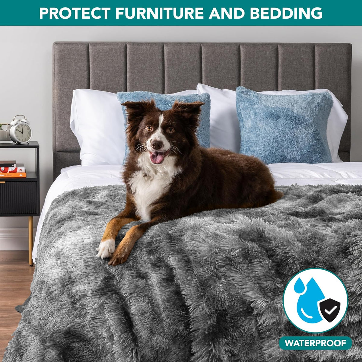 PetAmi Waterproof Dog Blanket for Couch Protector Pet Throw - Tie-dye Grey / Queen (90x90) - image 2