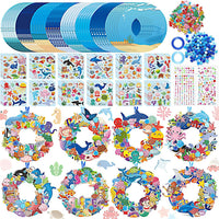 Hollowfly Thanksgiving paper wreath craft kits with gem stickers, ribbons and wool balls - view 3