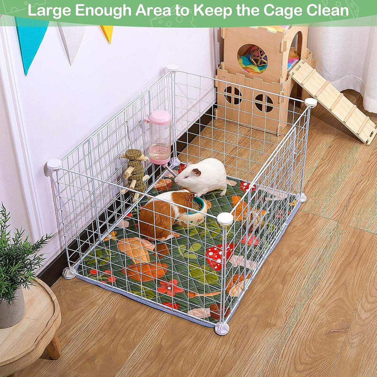 Unicorn Catcher 2 Pack Washable Guinea Pig Cage Liner - Mushrooms / 24X18in - image 3