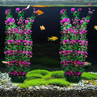 20.47 Inch Tall Aquarium Plants – Large Lifelike Artificial Fish Tank Decorations, 2 Pcs Fish Tank Plants Plastic，Durable & Safe for Freshwater/Saltwater Aquariums (Purple (Style C))