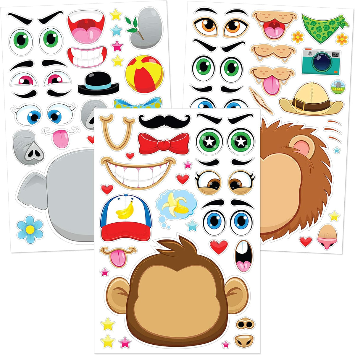 JOYIN 36 Sheets 9"x6" Make a face Stickers for Kids - Mixed Animals - image 3
