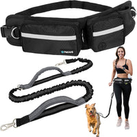 PetAmi Hands Free Dog Leash with Waist Running Belt Bag, Single – Essentials for Dogs - 1 Leash / Black