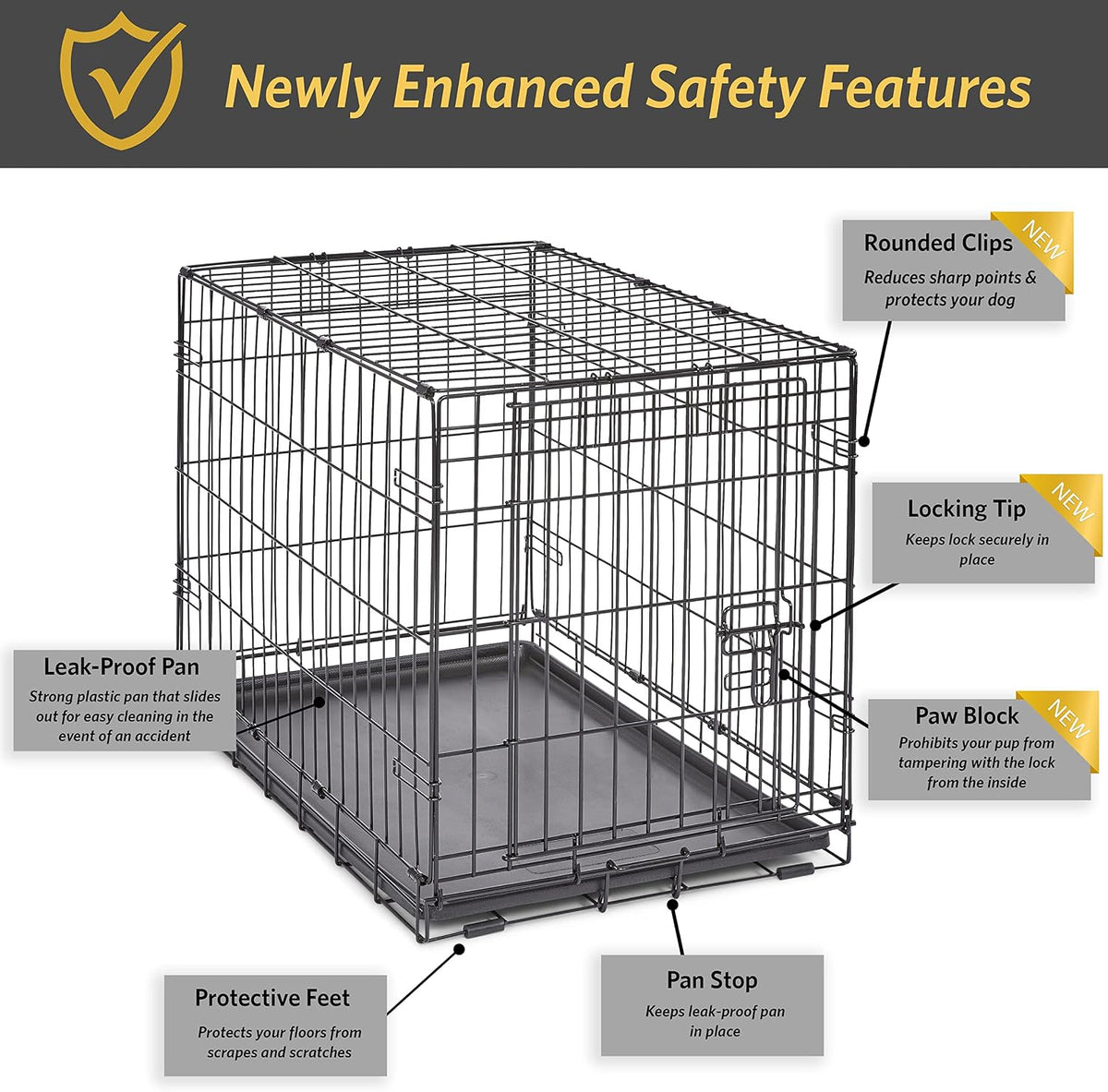 New World by Midwest 42-Inch Single Door Crate, for Large Breeds - Single Door - Black / Small (30"L) - image 4