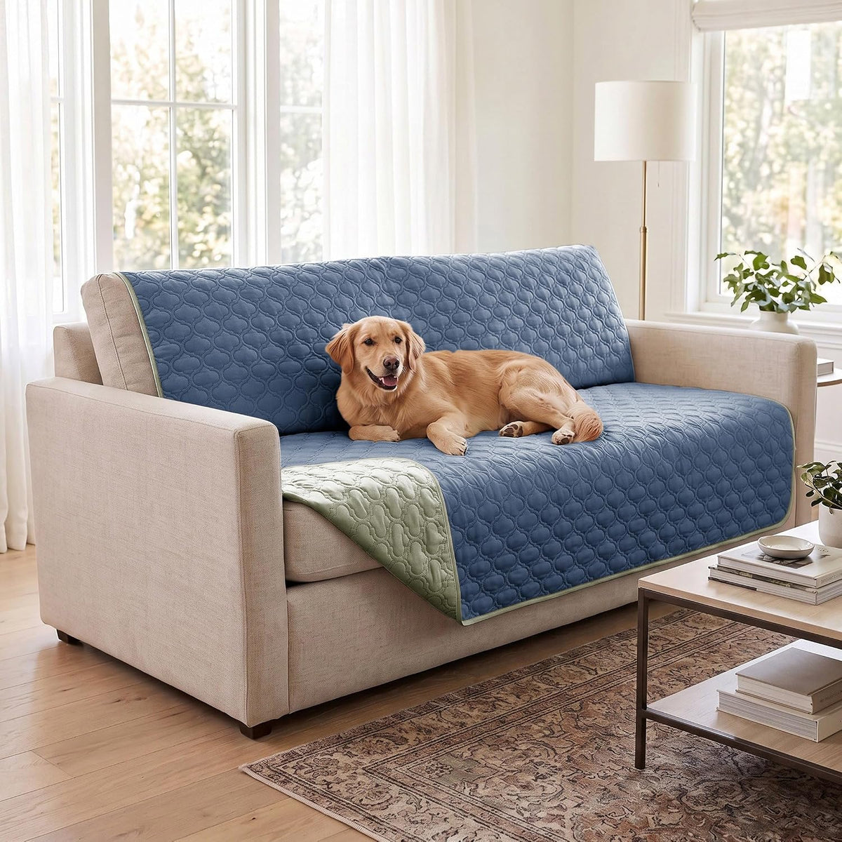 Waterproof Couch Cover, Washable Dog & Pet Furniture Protector - Blue+green / 52x82 Inches