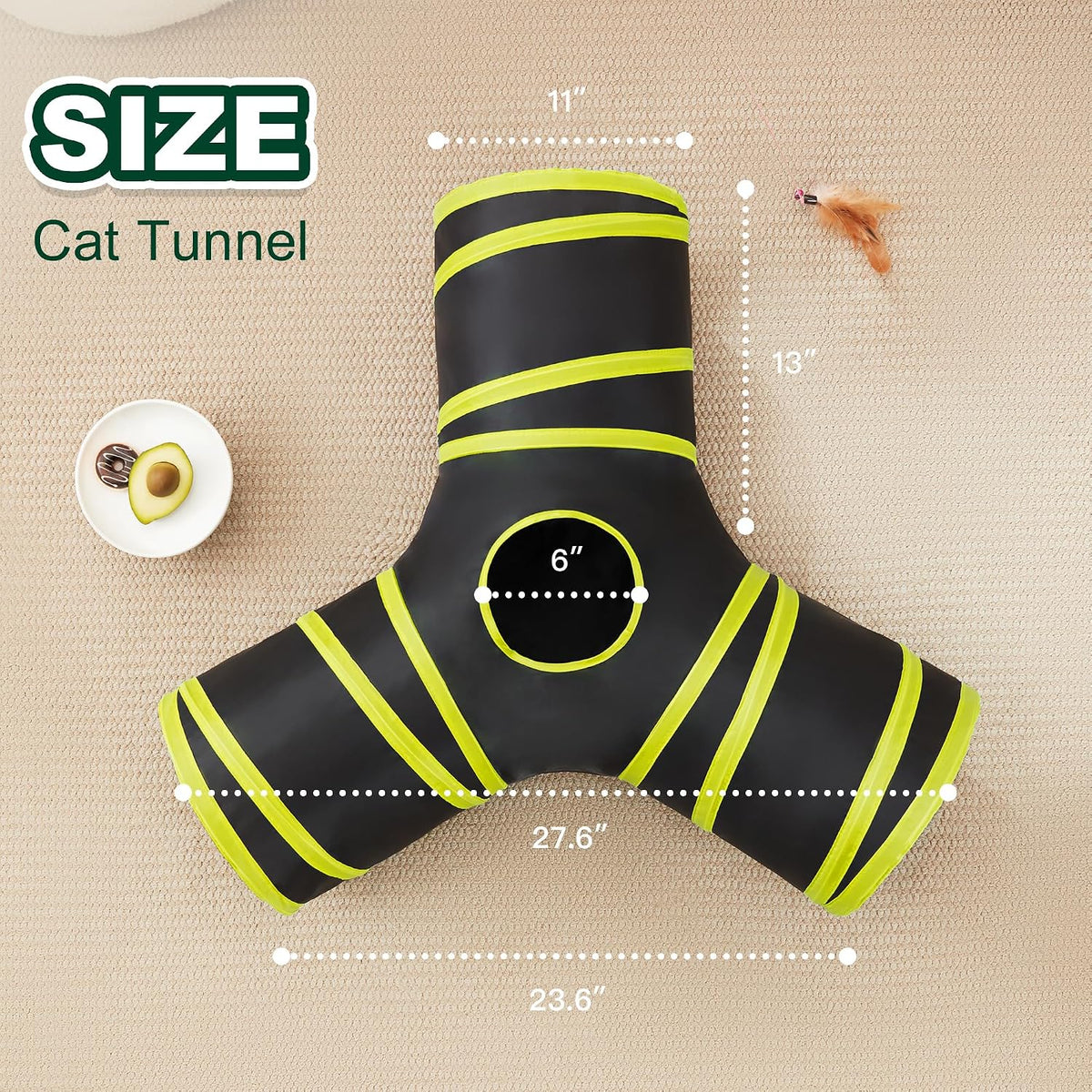 Love's cabin Cat Tunnel for Indoor Cats - Black&Yellow / S (23.6"x13"x11") - image 2