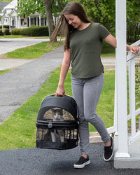 Pet Gear No-Zip View 360 Pet Safety Carrier & Car Seat for Small Dogs & Cats Push Button Entry, View 360 20-inch, Onyx