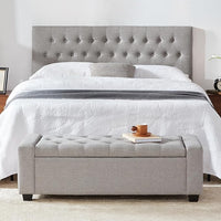 48" Ottoman with Storage, Storage Ottoman Bench with Safety Hinge, Upholstered Entryway Bench with Seating for Bedroom, Living Room, Holds up to 330 lb(Light Gray)