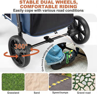 Medium Dog Stroller, Dual Entry One-Touch Folding - Blue - image 4