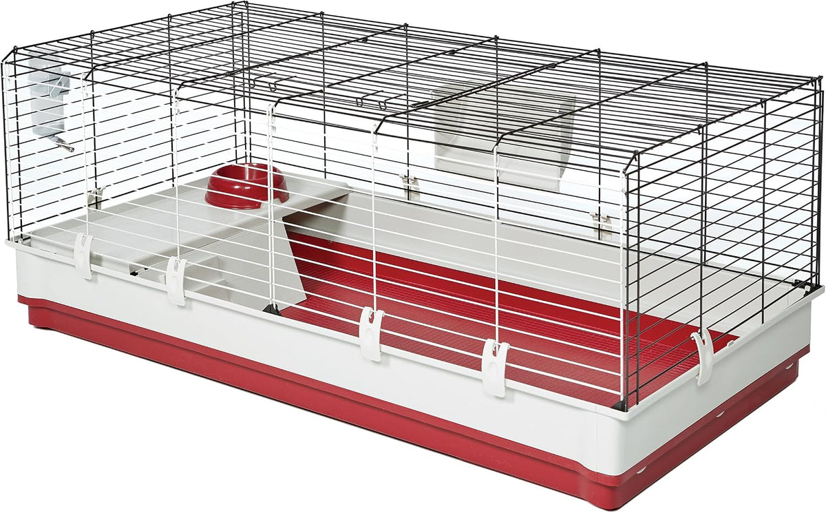 Midwest Homes for Pets Deluxe Rabbit & Guinea Pig Cage - White/Red / XL Rabbit Cage