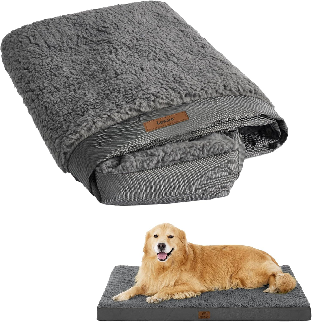 LE SURE Waterproof Dog Bed Cover Replacement - X-Large / Dark Grey-Sherpa / Sherpa