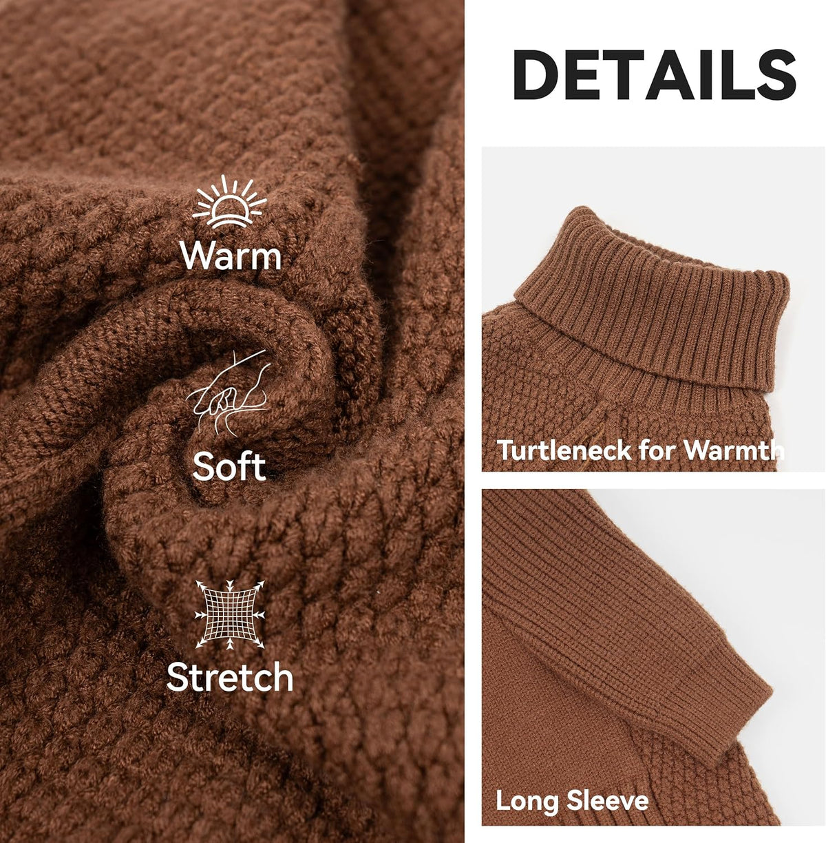 Dog Sweater Long Sleeve Warm Knit Sweaters for Small Dogs Cats Boy – Essentials for Dogs - Brown / XX-Large - image 3