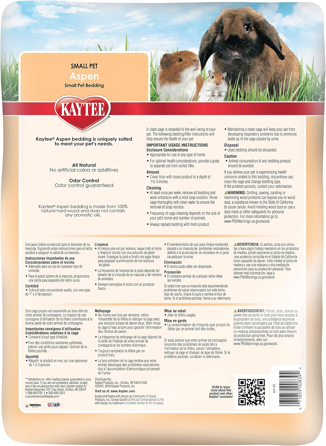 Kaytee Aspen Bedding for Small Animals - 52.4 Liter / Tan - image 2