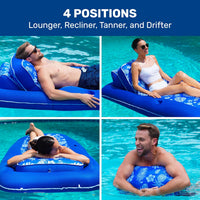 Aqua Campania Ultimate 2-in-1 Pool Float Lounge - One Size / Convertible Pineapple Hibiscus - XLarge - image 4