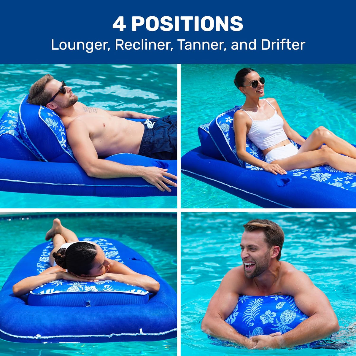 Aqua Campania Ultimate 2-in-1 Pool Float Lounge - One Size / Convertible Pineapple Hibiscus - XLarge - image 4