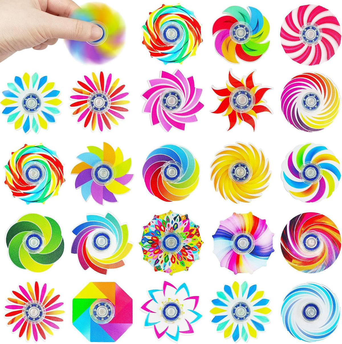 TGIQROVE 40 pack mini fidget spinners in mixed bright colors and patterns