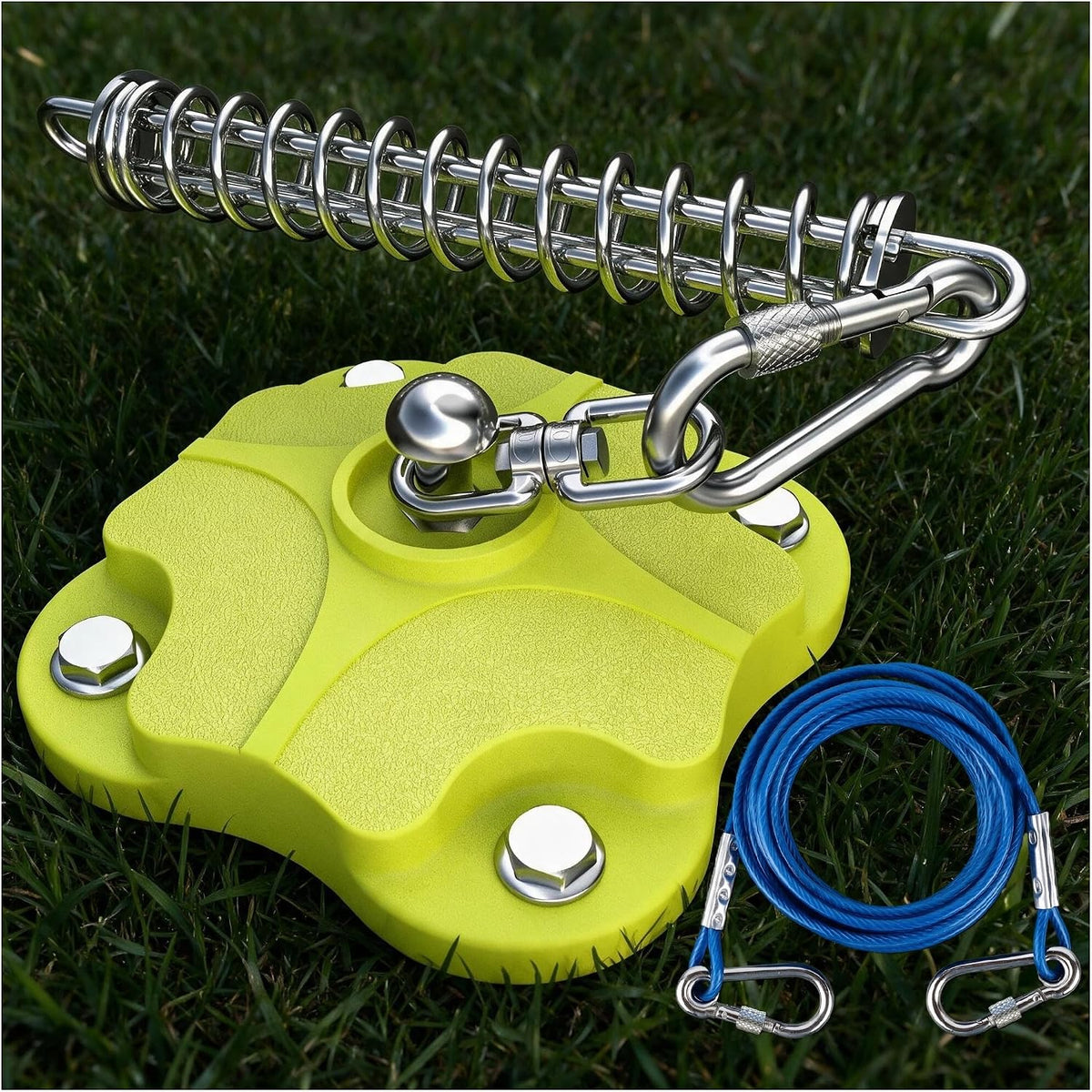 Heavy Duty Dog Tie Out Stake with 2x20FT Cables for Outdoor - Stake+Spring + 30ft Cable/250lbs