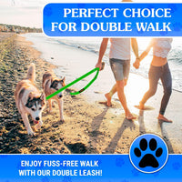 Double Dog Leash, Adjustable Length Long Leash for Dog Training - Green / 2 dog leash - image 4