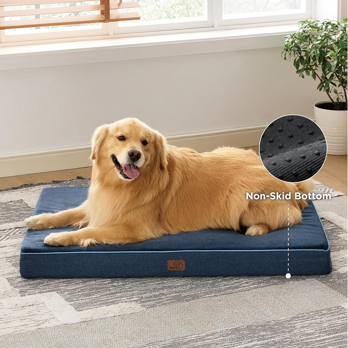 Bedsure Memory Foam Dog Beds Large Sized Dog - 35"L x 22"W x 3"Th / Navy - image 4
