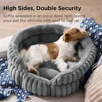 Bedsure ComfyFleece Washable Cute Cat Bed, Soft Round Kitten Bed - 26''x26''x9'' / Warm Gray - image 2
