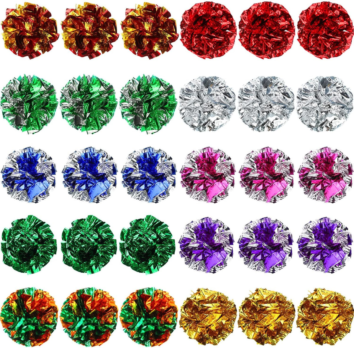 Silkfly 30 Pcs Cat Crinkle Balls Toys 2.36" Interactive Colorful – Essentials for Cats - 30