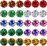 Silkfly 30 Pcs Polyester Film Crinkle Balls Cat Toys 2.36" Interactive Crinkle Ball, Colorful Chew and Chase Cat Toys for Indoor Kittens to Keep Fit Active