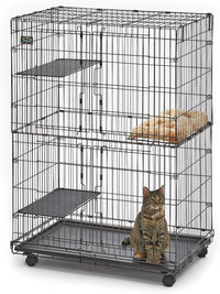 MidWest Homes for Pets Folding Metal Indoor Cat Playpen - Satin Black E-Coat / 36.0"L x 23.5"W x 50.5"H