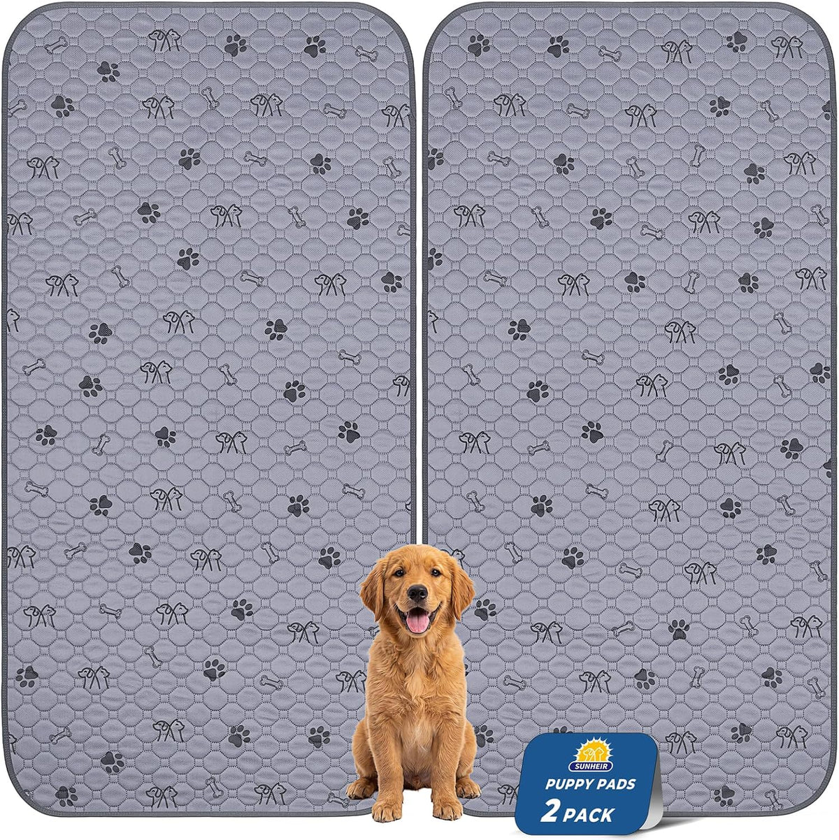 4 Pack Washable Pee Pads for Dogs - Deep Grey / 36x72 Inch (Pack of 2)