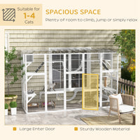 118" Large Outdoor Catio Cat Enclosure with Condos, Bridges & Posts, White