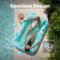 SLOOSH Inflatable Tanning Pool Lounger Float - Cyan White / X-Large - image 2