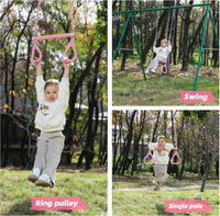 Take Me Away 18'' Trapeze Swing Bar Rings 48'' Heavy Duty Plastic - Pink - image 2