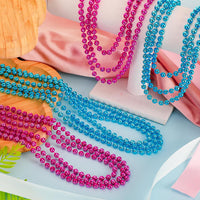 EOBOH 12PCS Mardi Gras Beads, Gold Beaded Necklace Stuff Set - Pink and Blue / 12 - image 4