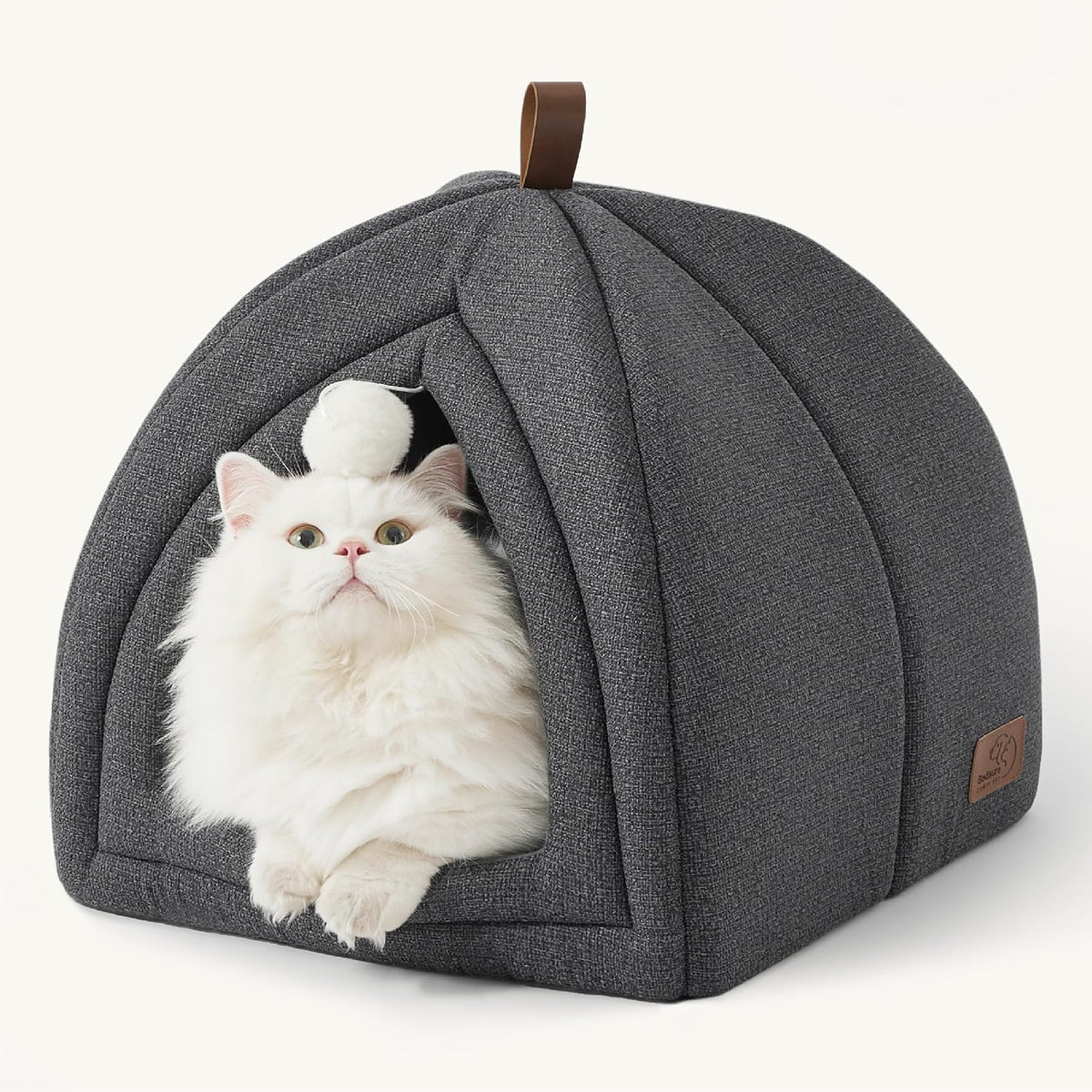 Bedsure 2in1 Cat Beds for Indoor Cats Cave for Kitten with Washable - M(16x16x16) / Dark Grey