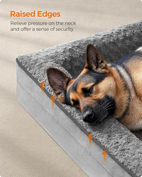 Feandrea Orthopaedic Dog Bed for Large Dogs, Waterproof Dog Sofa Bed with Removable Washable Cover, 48 x 35 x 7 Inches, Dove Gray UPGW254G01