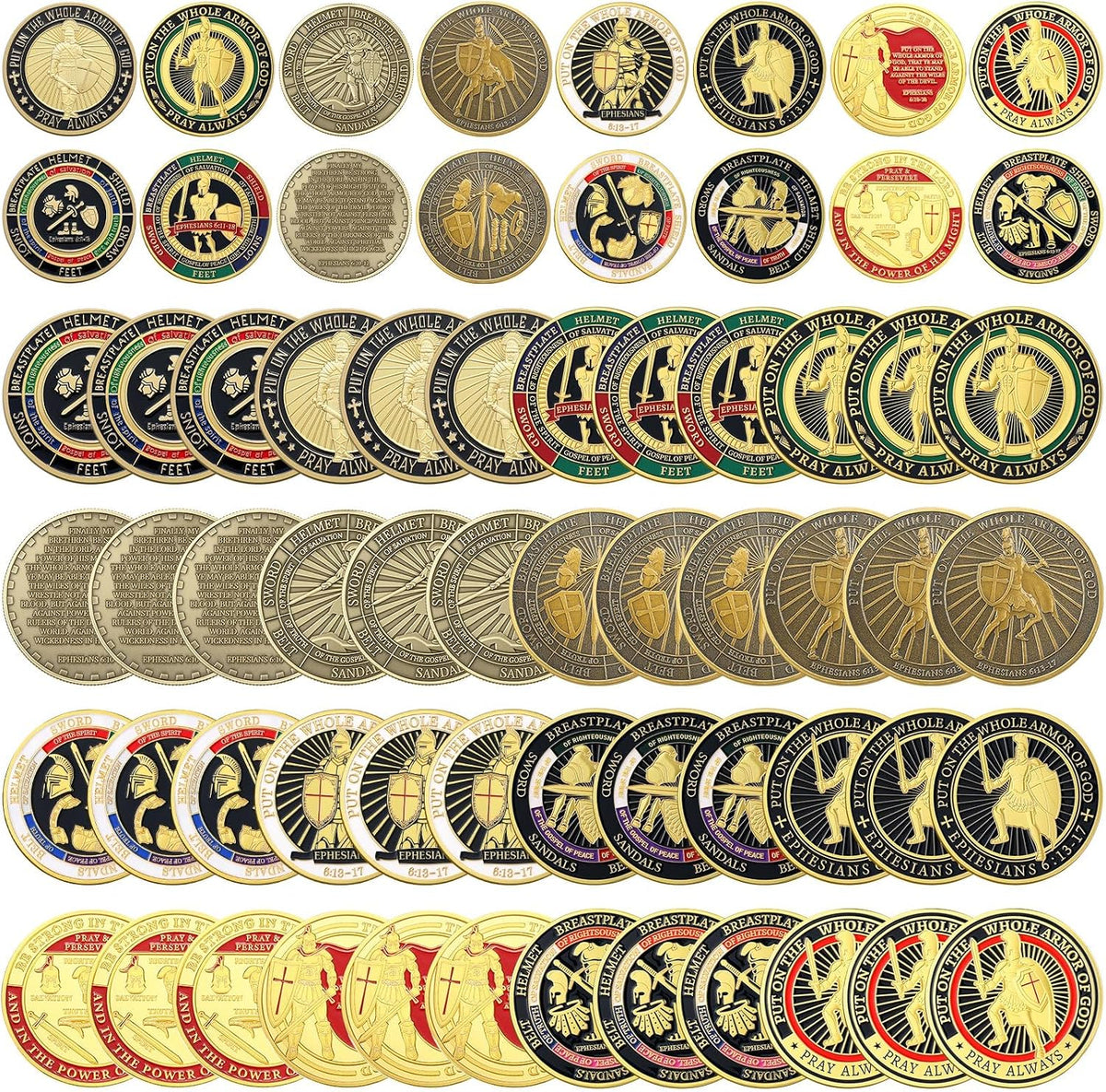 Nosiny 40 Christian challenge coins in gold zinc alloy with double sided print - view 3