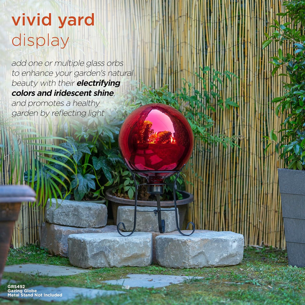 Alpine Corporation 10" Diameter Indoor Outdoor Glass Gazing Globe - Red / 10 Inch - image 4