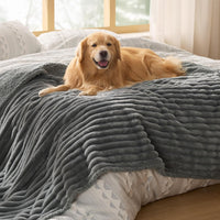 Bedsure ComfyFleece Waterproof Dog Blankets for Large Dogs - Twin(60x80")-1pc / Warm Grey