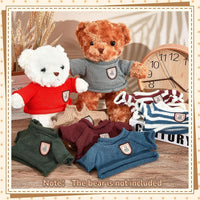 Sratte set of 8 stuffed bear sweater outfits with hearts and stripes in bright colors - view 4